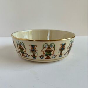 Lenox Lido Porcelain Salad Bowl 24K Gold Rim Neoclassical Urn Pattern